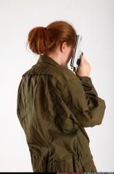 Woman Adult Athletic White Fighting with gun Standing poses Army