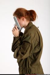 Woman Adult Athletic White Fighting with gun Standing poses Army