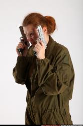 Woman Adult Athletic White Fighting with gun Standing poses Army