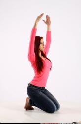 Woman Young Athletic White Fitness poses Sitting poses Casual