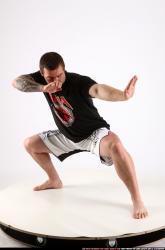 Man Adult Athletic White Martial art Kneeling poses Sportswear