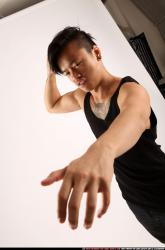 Man Young Athletic Fighting with knife Standing poses Casual Asian