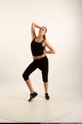 Woman Young Athletic White Moving poses Sportswear Dance