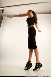 Woman Young Athletic White Standing poses Sportswear Dance