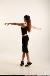 Woman Young Athletic White Standing poses Sportswear Dance