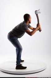 Man Adult Athletic Fighting with sword Standing poses Casual Latino