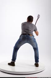 Man Adult Athletic Fighting with sword Standing poses Casual Latino