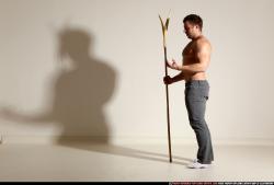 Man Adult Muscular White Magic Moving poses Pants