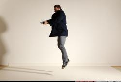 Man Adult Muscular White Moving poses Casual Fighting with shotgun