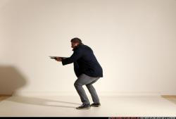 Man Adult Muscular White Moving poses Casual Fighting with shotgun