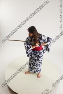 JAPANESE WOMAN IN KIMONO WITH SWORD SAORI 05A